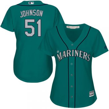Mariners #51 Randy Johnson Green Alternate Women's Stitched Baseball Jersey