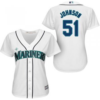 Mariners #51 Randy Johnson White Home Women's Stitched Baseball Jersey