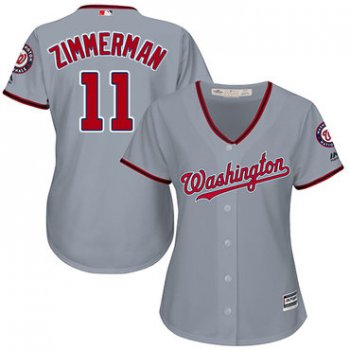 Nationals #11 Ryan Zimmerman Grey Road Women's Stitched Baseball Jersey