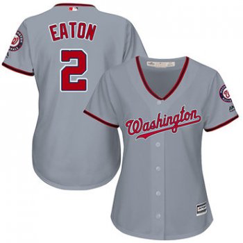 Nationals #2 Adam Eaton Grey Road Women's Stitched Baseball Jersey