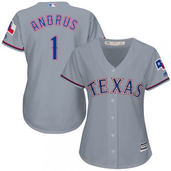 Rangers #1 Elvis Andrus Grey Road Women's Stitched Baseball Jersey
