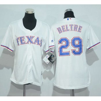 Rangers #29 Adrian Beltre White Women's Home Stitched Baseball Jersey