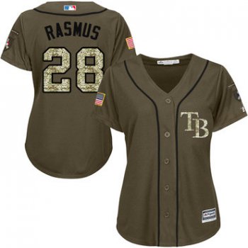 Rays #28 Colby Rasmus Green Salute to Service Women's Stitched Baseball Jersey