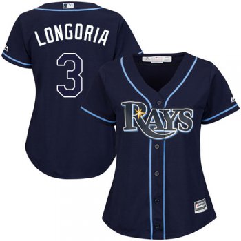 Rays #3 Evan Longoria Dark Blue Alternate Women's Stitched Baseball Jersey