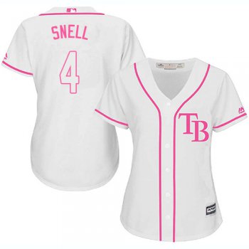 Rays #4 Blake Snell White Pink Fashion Women's Stitched Baseball Jersey