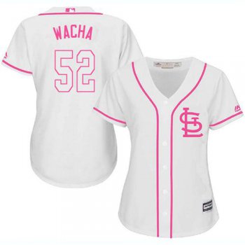 Cardinals #52 Michael Wacha White Pink Fashion Women's Stitched Baseball Jersey