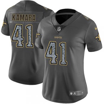 Women's Nike New Orleans Saints #41 Alvin Kamara Gray Static Stitched NFL Vapor Untouchable Limited Jersey