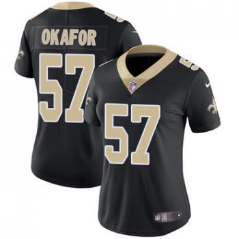 Women's Nike New Orleans Saints #57 Alex Okafor Black Team Color Stitched NFL Vapor Untouchable Limited Jersey
