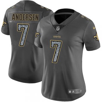 Women's Nike New Orleans Saints #7 Morten Andersen Gray Static Stitched NFL Vapor Untouchable Limited Jersey