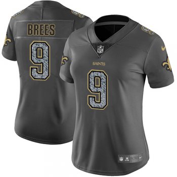 Women's Nike New Orleans Saints #9 Drew Brees Gray Static Stitched NFL Vapor Untouchable Limited Jersey