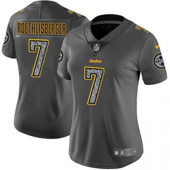 Women's Nike Pittsburgh Steelers #7 Ben Roethlisberger Gray Static NFL Vapor Untouchable Game Jersey