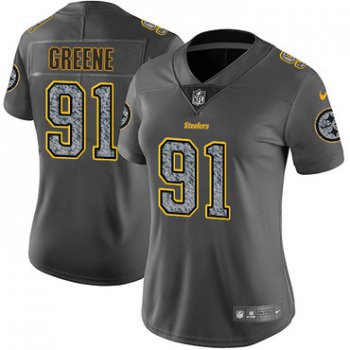 Women's Nike Pittsburgh Steelers #91 Kevin Greene Gray Static Stitched NFL Vapor Untouchable Limited Jersey