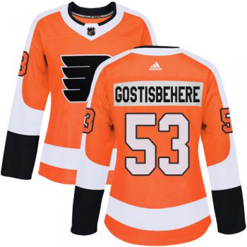Adidas Philadelphia Flyers #53 Shayne Gostisbehere Orange Home Authentic Women's Stitched NHL Jersey