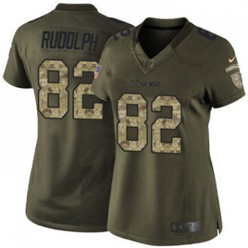 Women's Nike Minnesota Vikings #82 Kyle Rudolph Green Stitched NFL Limited 2015 Salute to Service Jersey