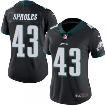 Nike Eagles #43 Darren Sproles Black Women's Stitched NFL Limited Rush Jersey