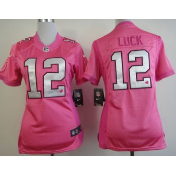 Nike Indianapolis Colts #12 Andrew Luck Pink Love Womens Jersey