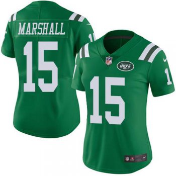 Nike Jets #15 Brandon Marshall Green Women's Stitched NFL Limited Rush Jersey