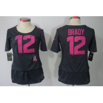Nike New England Patriots #12 Tom Brady Breast Cancer Awareness Gray Womens Jersey