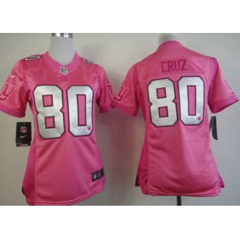 Nike New York Giants #80 Victor Cruz Pink Love Womens Jersey