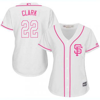 Giants #22 Will Clark White Pink Fashion Women's Stitched Baseball Jersey