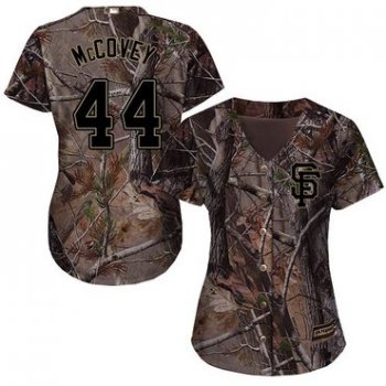 Giants #44 Willie McCovey Camo Realtree Collection Cool Base Women's Stitched Baseball Jersey