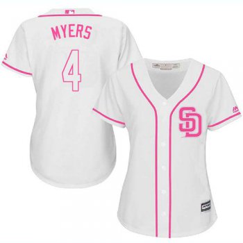 Padres #4 Wil Myers White Pink Fashion Women's Stitched Baseball Jersey
