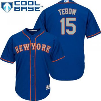 Mets #15 Tim Tebow Blue(Grey NO.) Alternate Women's Stitched Baseball Jersey