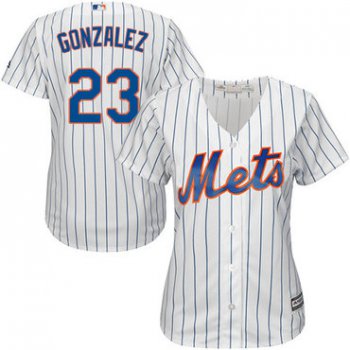 Mets #23 Adrian Gonzalez White(Blue Strip) Home Women's Stitched Baseball Jersey