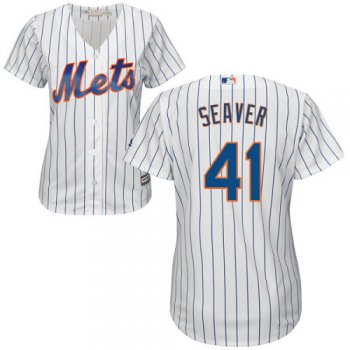 Mets #41 Tom Seaver White(Blue Strip) Home Women's Stitched Baseball Jersey