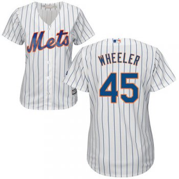 Mets #45 Zack Wheeler White(Blue Strip) Home Women's Stitched Baseball Jersey