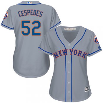 Mets #52 Yoenis Cespedes Grey Road Women's Stitched Baseball Jersey