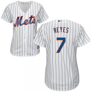 Mets #7 Jose Reyes White(Blue Strip) Home Women's Stitched Baseball Jersey