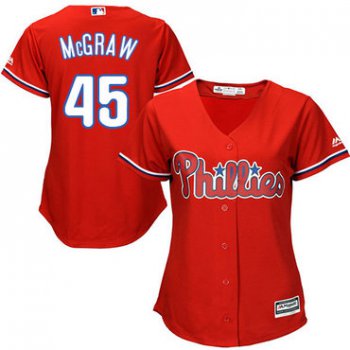 Phillies #45 Tug McGraw Red Alternate Women's Stitched Baseball Jersey