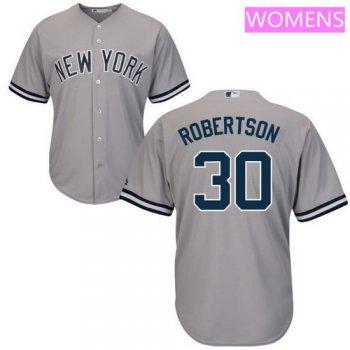 Women's New York Yankees #30 David Robertson Gray Road Stitched MLB Majestic Cool Base Jersey