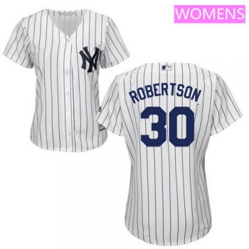 Women's New York Yankees #30 David Robertson White Home Stitched MLB Majestic Cool Base Jersey