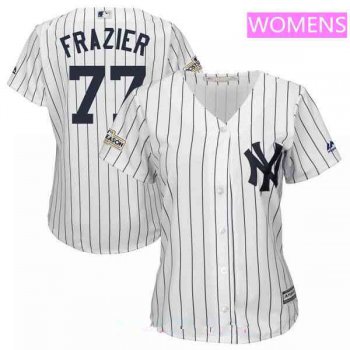 Women's New York Yankees #77 Clint Frazier Majestic White 2017 Postseason Cool Base Player Jersey