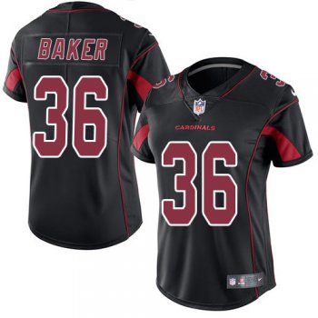 Women's Nike Cardinals #36 Budda Baker Black Stitched NFL Limited Rush Jersey
