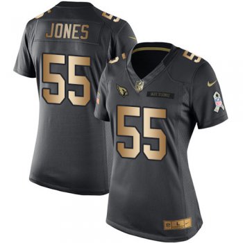 Women's Nike Cardinals #55 Chandler Jones Black Stitched NFL Limited Gold Salute to Service Jersey