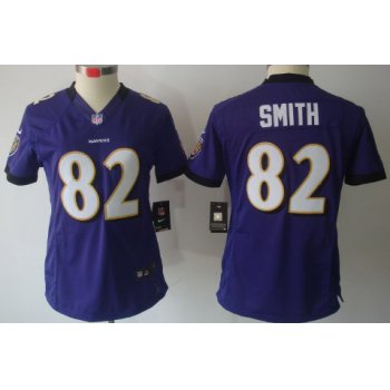 Nike Baltimore Ravens #82 Torrey Smith Purple Limited Womens Jersey