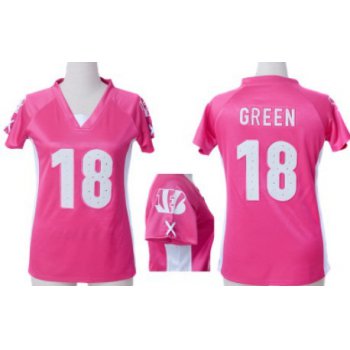 Nike Cincinnati Bengals #18 A.J. Green 2012 Pink Womens Draft Him II Top Jersey