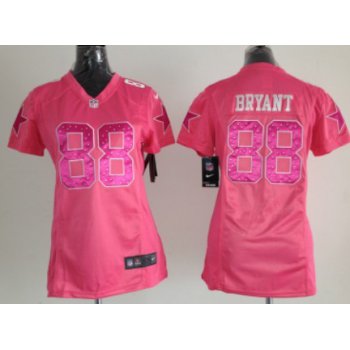 Nike Dallas Cowboys #88 Dez Bryant Pink Sweetheart Diamond Womens Jersey