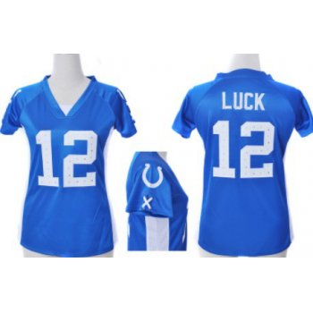 Nike Indianapolis Colts #12 Andrew Luck 2012 Blue Womens Draft Him II Top Jersey