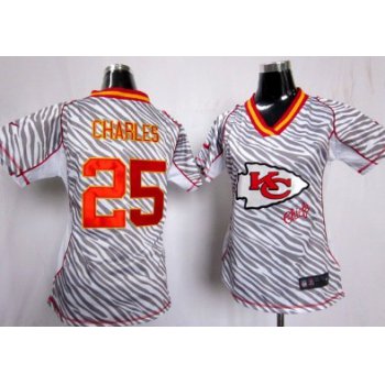 Nike Kansas City Chiefs #25 Jamaal Charles 2012 Womens Zebra Fashion Jersey