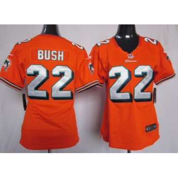 Nike Miami Dolphins #22 Reggie Bush Orange Game Womens Jersey
