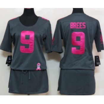 Nike New Orleans Saints #9 Drew Brees Breast Cancer Awareness Gray Womens Jersey
