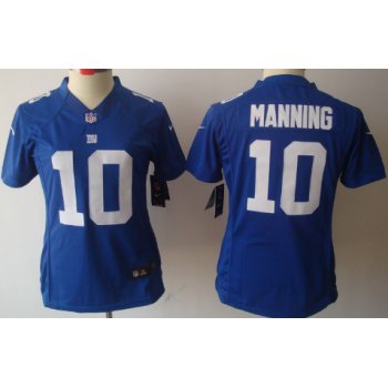 Nike New York Giants #10 Eli Manning Blue Limited Womens Jersey