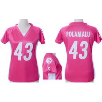 Nike Pittsburgh Steelers #43 Troy Polamalu 2012 Pink Womens Draft Him II Top Jersey