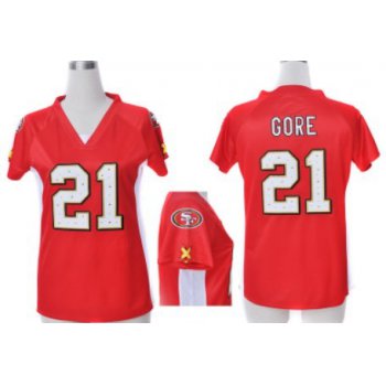 Nike San Francisco 49ers #21 Frank Gore 2012 Red Womens Draft Him II Top Jersey