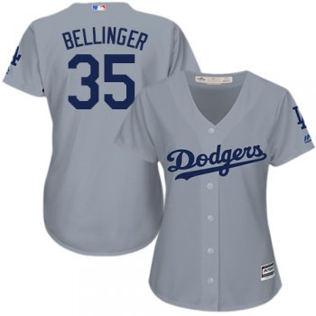 Dodgers #35 Cody Bellinger Grey Alternate Road Women's Stitched Baseball Jersey