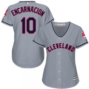 Indians #10 Edwin Encarnacion Grey Road Women's Stitched Baseball Jersey